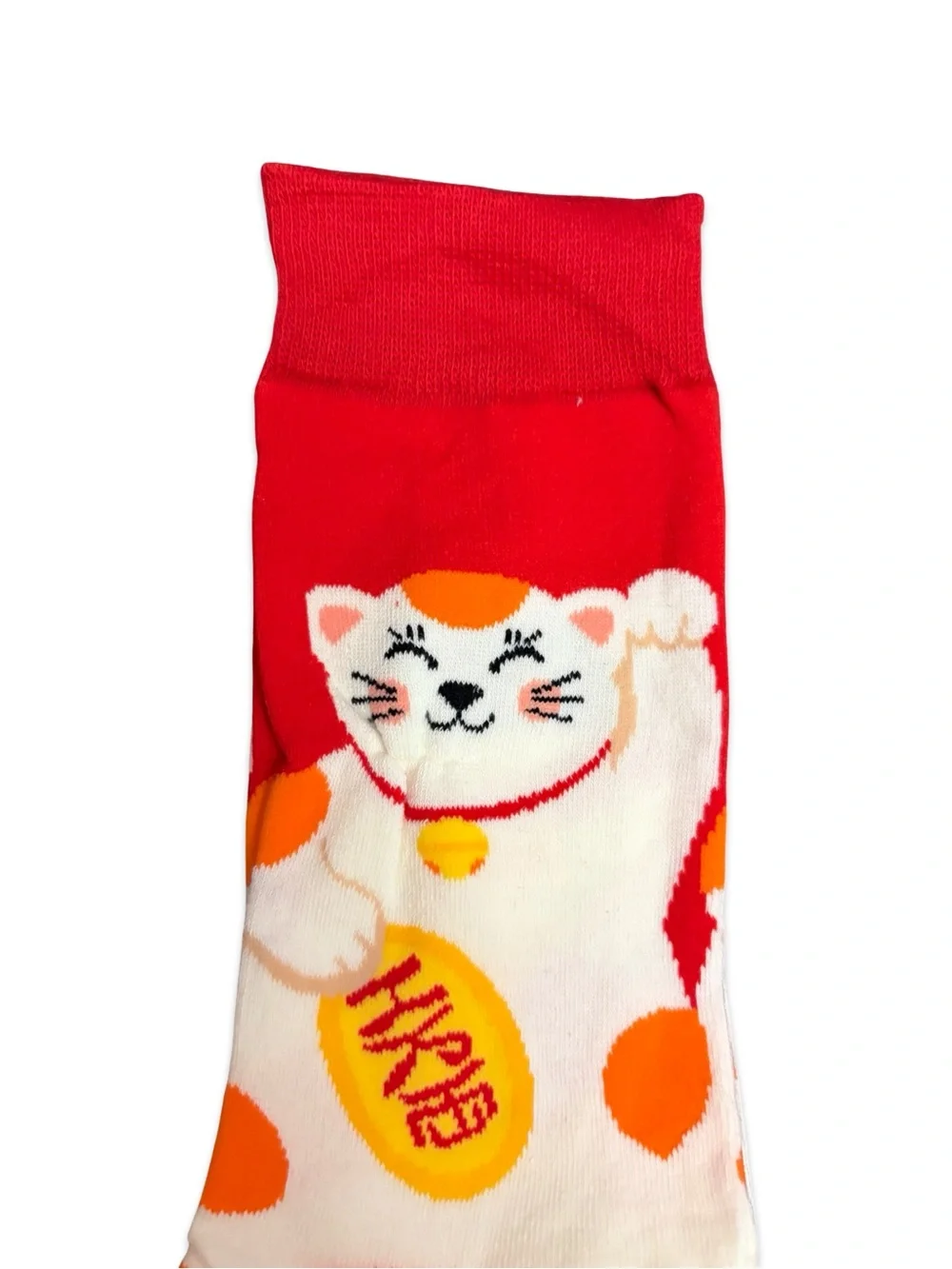 Lucky Cat Cow Print Novelty Crew Socks One Size Fits Most